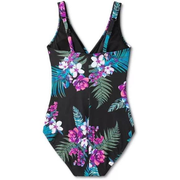 AQUA GREEN NWT One Piece Swimsuit, Floral Medium - Picture 2 of 12